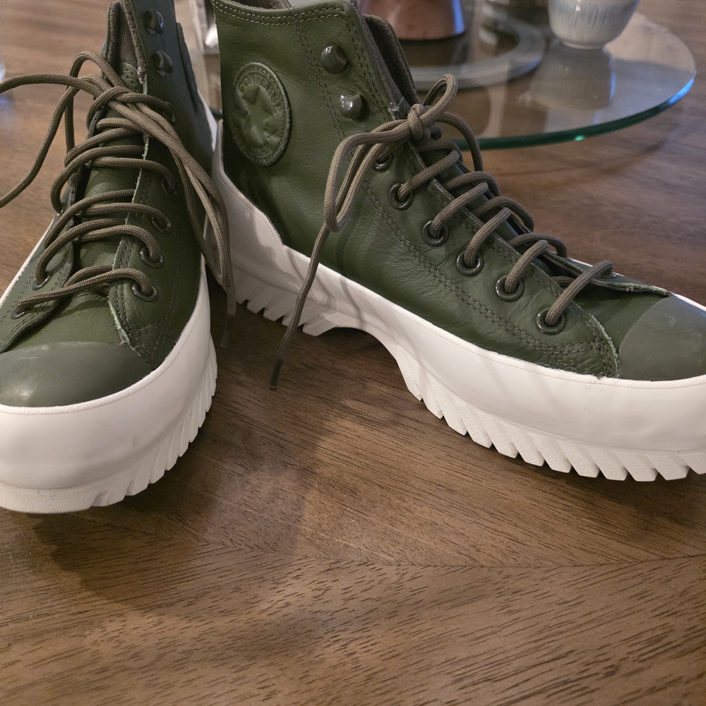 Converse Olive Green High-Top Platform Sneakers